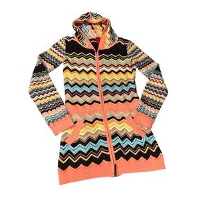 MISSONI Target Chevron Zig Zag Knit Zip Up Cardigan Sweater Hoodie Child Size XL